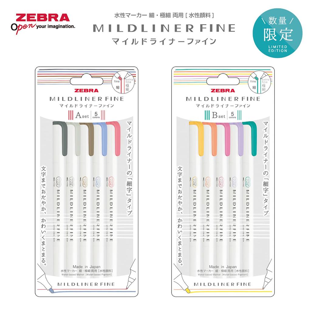 Zebra Mildliner Fine Набор, 5 цветов, на водной основе (К) WYT9-5C-A