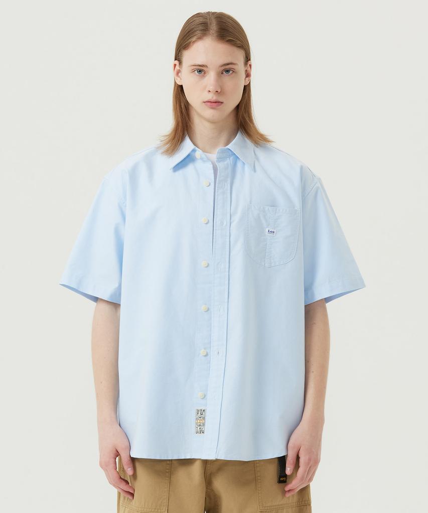 LEE Loco Pocket Oxford Short Sleeve Shirt Light Blue