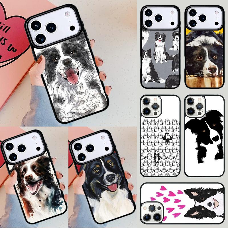 Cartoon Border Collie Phone Case For iPhone 17 Air 14 15 13 12 Max Cover For Apple 14 15 16 16e 11 Pro Max Plus Coque