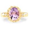Brazil Amethyst & White Diamond Ring 925 Sterling Silver 14K Yellow Gold Plated Oval Gemstone Ring Gift for Women