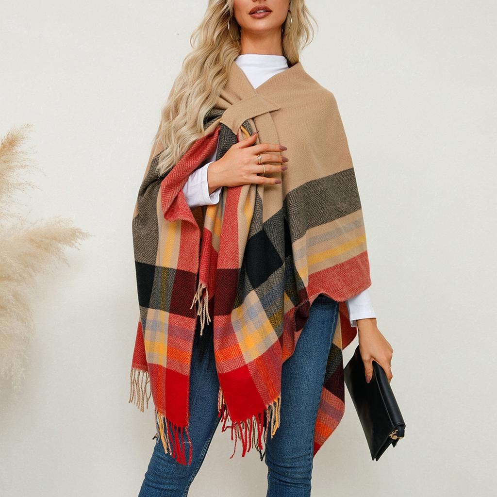 Women's Fashion High Feeling Shawl Scarf Faux Cashmere Knit  Jacket