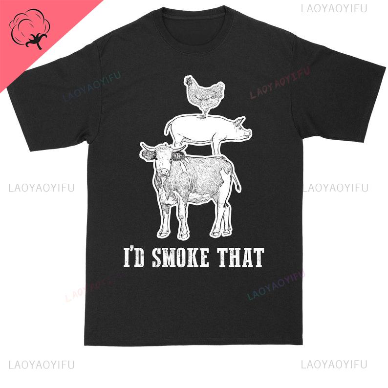 Id Smoke That Big and Tall Mens Printed TShirt Funny Personalized Graphic TShirt Fashion Male Oneck Streetwear Shortsleev