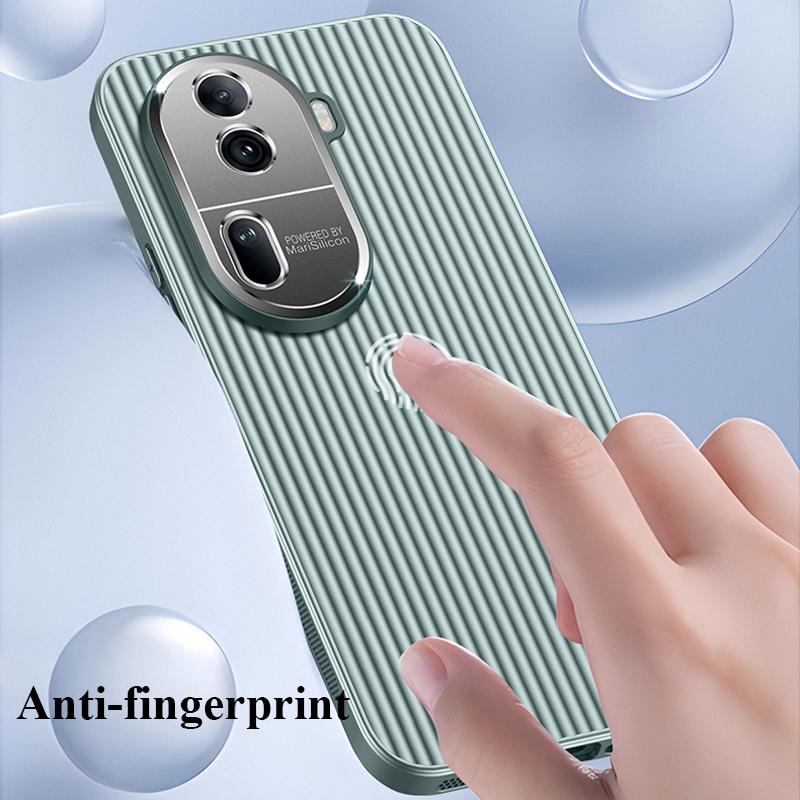 Для Oppo Reno 12 11 Pro металлическая защита объектива «все включено» с прямыми краями, гофрированная, нескользящая противоударная задняя крышка для ПК