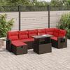 VidaXL Garden Furniture Set with Cushions 8 Pcs Brown Wicker Acacia, Outdoor Sofa Set, Garden Lounge, 3327874