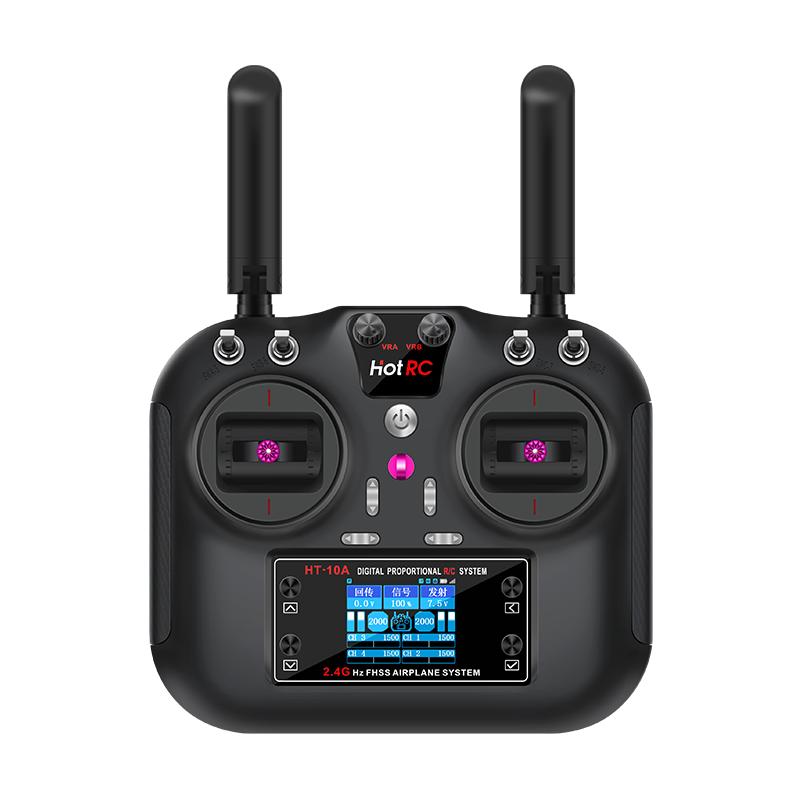 HotRC HT-10A Transmitter HT10A 2.4G 10CH Left / Right Hand Throttle Remote Control F10A Receiver for RC Plane Drone Aircraft Car