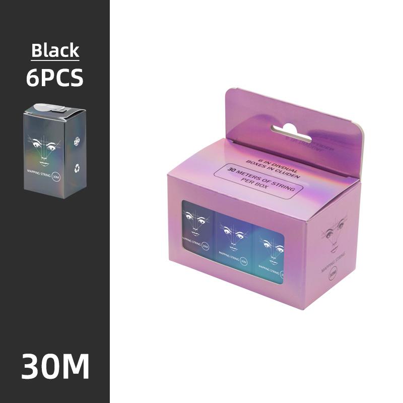 6pcs Semi-permanent Colorful Box Ink Eyebrow Positioning Line Set Mapping String 30m Tattoo Ruler Precise for Beauty Makeup Tool