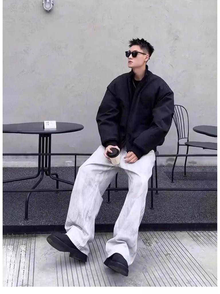 Унисекс Зимняя Летная Куртка в Стиле Гочао, Прямого Кроя - На Утеплителе из Хлопка, Плотная, Модная и Свободная.