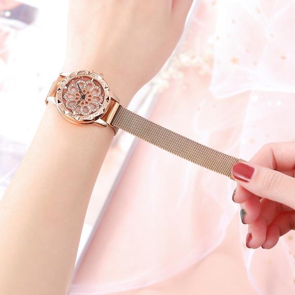 Часы с вращением на 360 градусов для женщин, модные роскошные женские наручные часы со звездным небом, женские ювелирные изделия