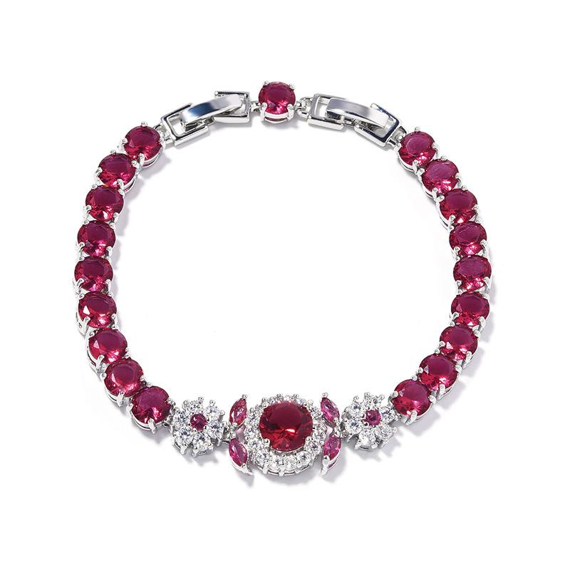 Цветок Фиолетовый Легкая Роскошь Ювелирные Изделия Подарок Подруге Натуральный Аметист Циркон Женский Браслет