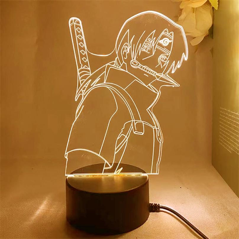 Аниме Наруто 3D прикроватная лампа теплый свет светодиодная настольная лампа подарок на день рождения украшение комнаты