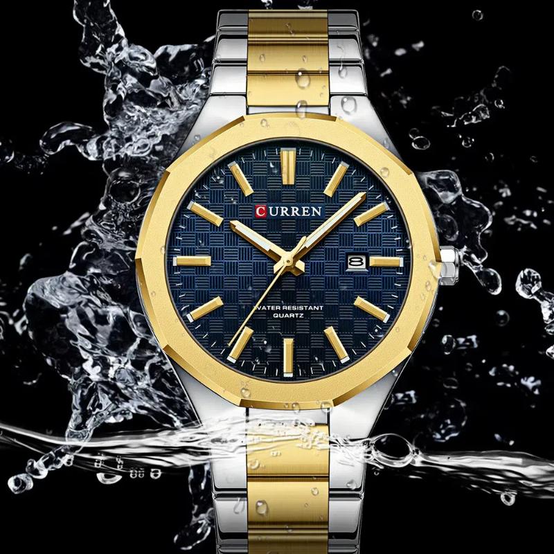 Мужские кварцевые часы из нержавеющей стали с календарем, водонепроницаемые, светящиеся, персонализированные, деловые, повседневные, праздничные, мужские часы