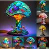 Home Decoration Colorful Mushroom Illusion Table Lamp Painted Plant Table Lamp Resin Crafts Decorations Dark Home Decoration Office Desktop Ornaments