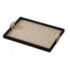 Black/Beige Leather Wooden Tray Rectangle Cake Fruit Dessert Tray Jewelry Display Plate  Key
