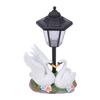 Swan Garden Statue with Solar Lantern Resin Outdoor Decorative Sculpture for Porch Patio Lawn Pathway