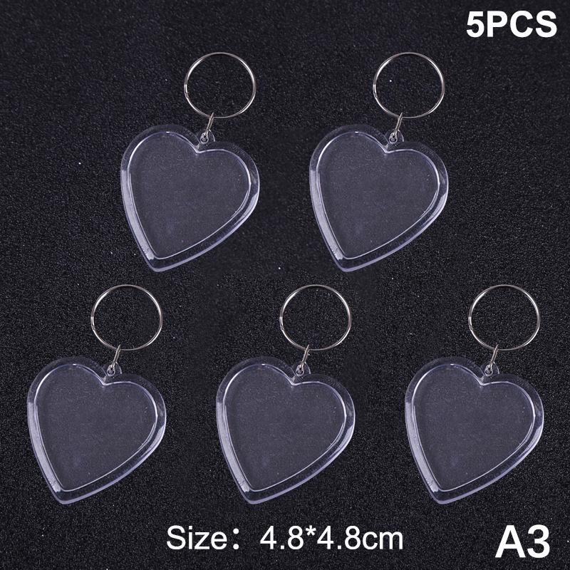 5Pcs Blank Photo Frame Keychain Clear Acrylic Keyring Insert Photo Split Key Pendant Diy Key Holder Couple Anniversary Gifts