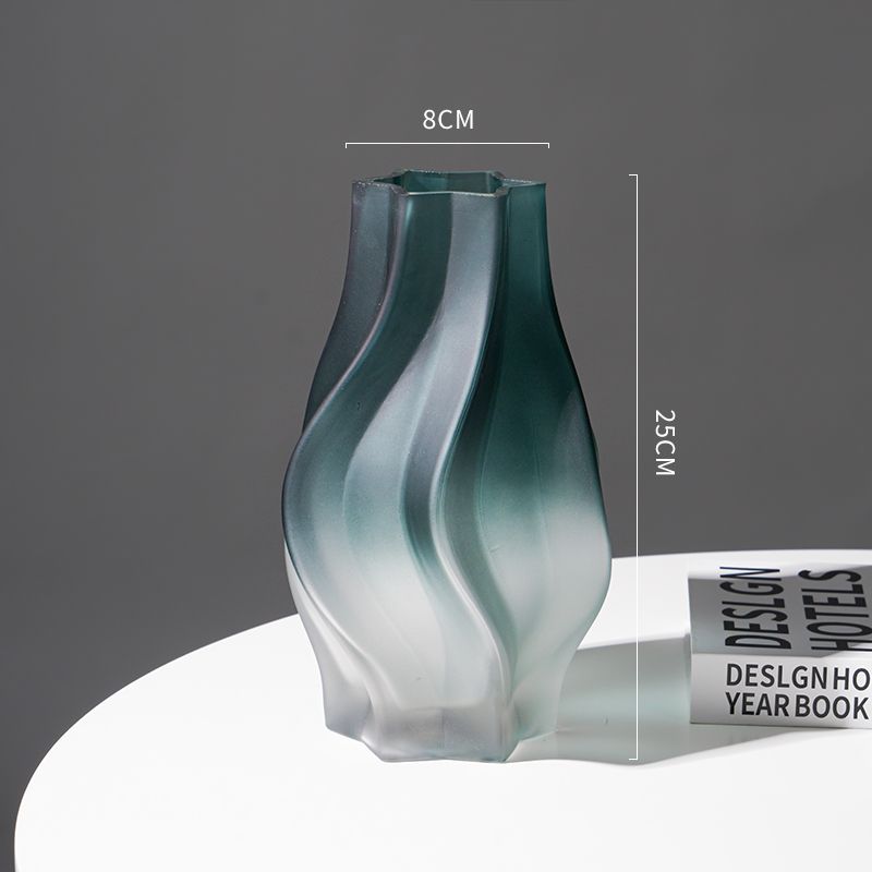 Nordic creative tornado shaped frosted high-end vase glass flower arrangement living room dining table art decoration ins