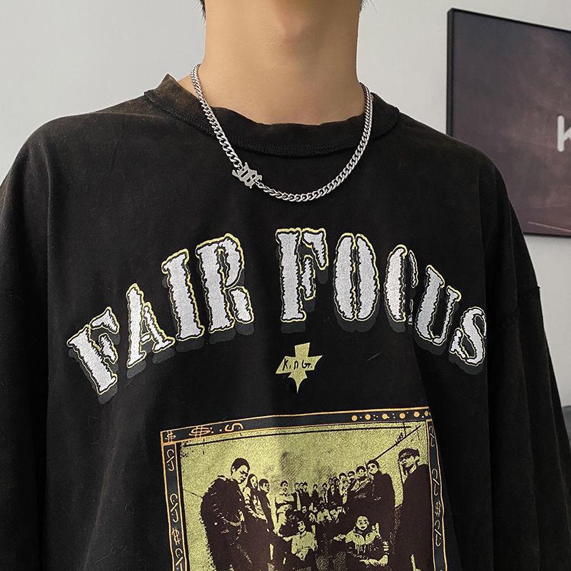 Men's Hip-Hop M Pendant Necklace: Trendy Cuban Chain In Titanium Steel, Stylish and Minimalist Design.