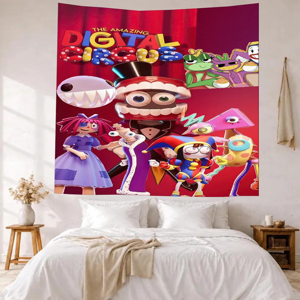 Digital Circus Wall Decor Tapestry Art For Pet Memorial Birthdaywedding Party Backdrop Family Gift