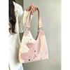Cute Cat Print Tote Bag Women Spacious Crossbody Shoulder With Zippered Pockets PU Leather Urban Minimalist Style