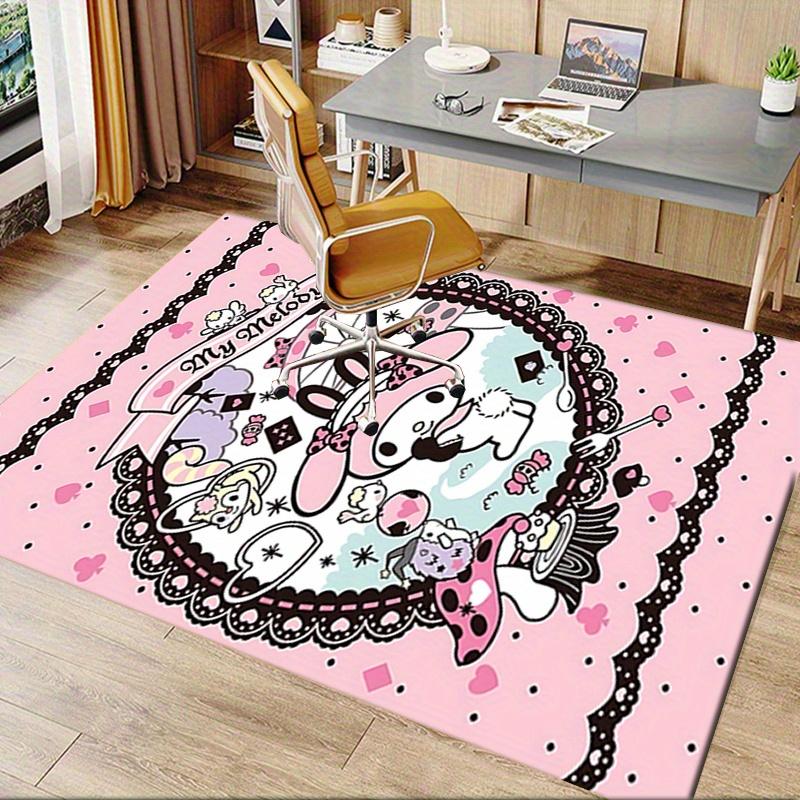 Office Rug My Melody, Cute Anti-Slip Rug, Machine Washable for Living Room, Bedroom, Office, Multiple Sizes, Bedroom Mat, Decorative Mat, Durable Mat,