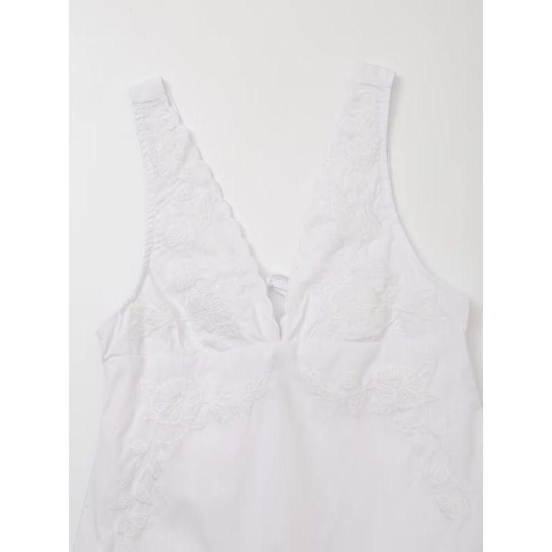 Kaslead New Arrival Women's Clothing Fashion Style Flower Lace Decorative Poplin Midi Skirt Dress 7521309