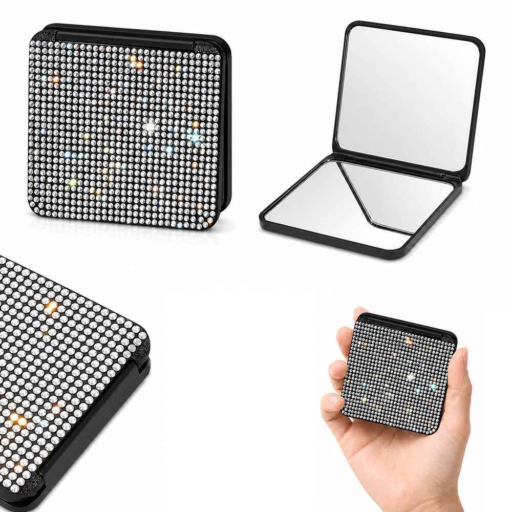 Foldable Design Pocket Mirror Lightweight Foldable Mirror Sparkling Square Mirror Vanity Table Use