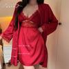 Pajamas Ladies Summer Ice Silk Sexy Lace Premium Sense Suspender Chest Pad Pajamas Thin Spring and Summer Loungewear