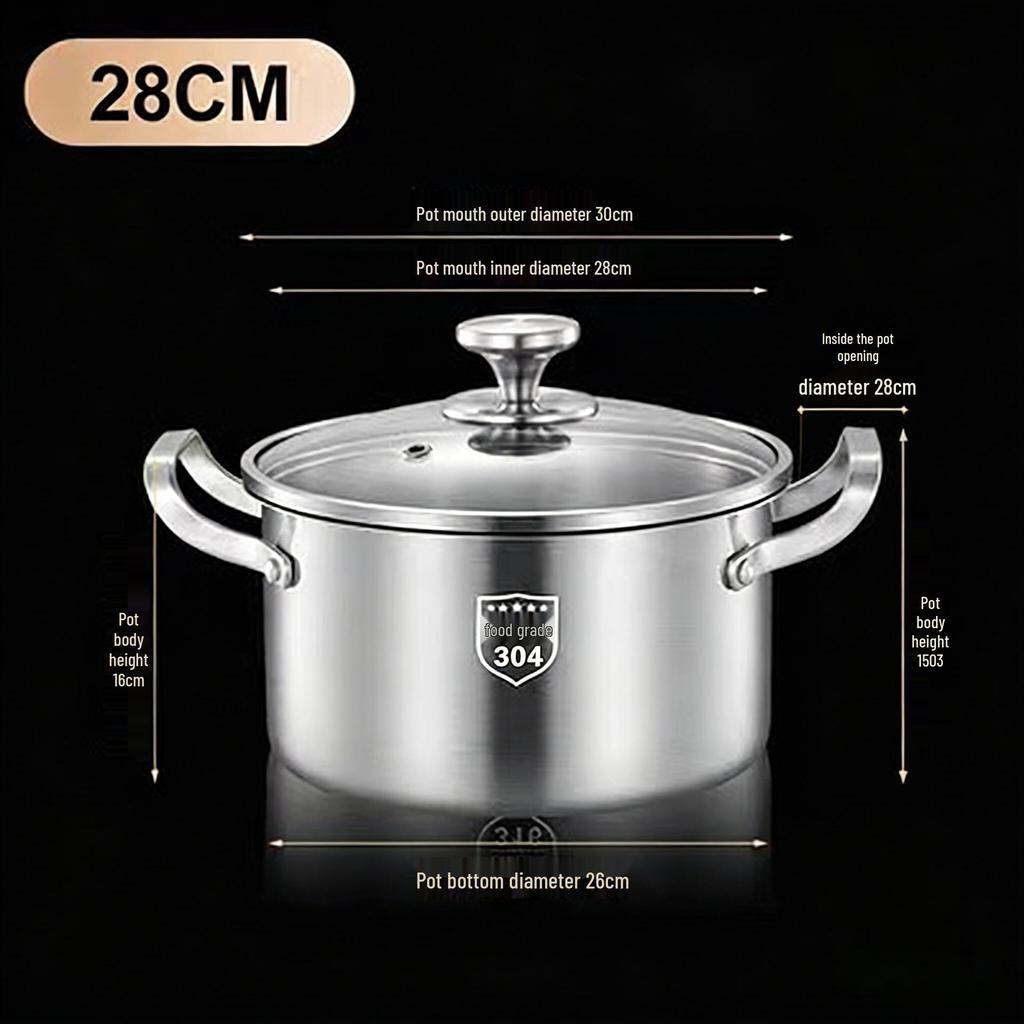 Супница из нержавеющей стали 316L с ручками - Антипригарная, для варки на пару, готовки и тушения на индукционных плитах