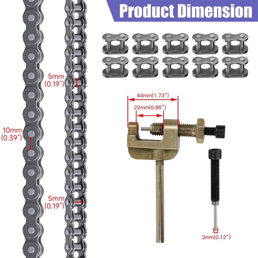 35 Roller Chain 3 Feet 95 Links With Chain Breaker Replacement For Go Kart Cart Mini Bike Bicycle Dirt Bike Motorcycles Powersports Accessories Parts