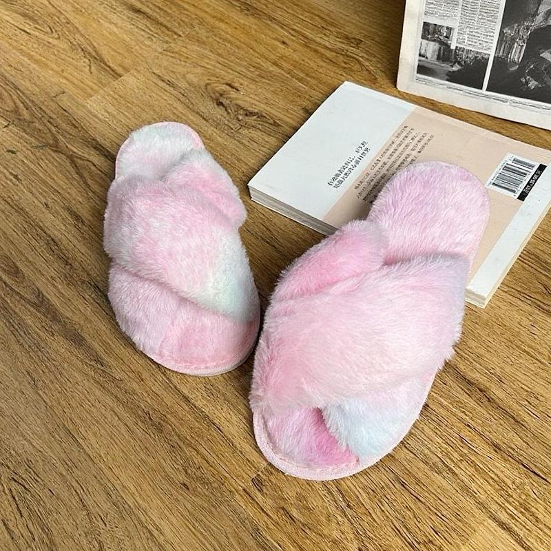 VAT-Compliant Fluffy Rabbit Fur Open-Toe Slippers for Cross-Border E-Commerce