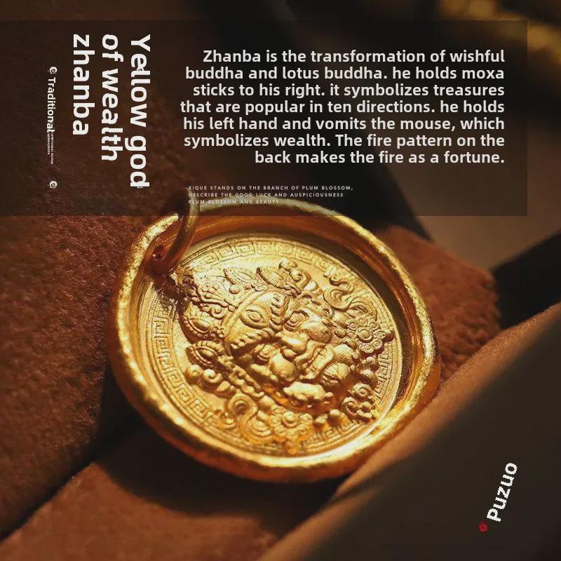 Прочное ожерелье с подвеской «Бог богатства» из золотого песка для женщин