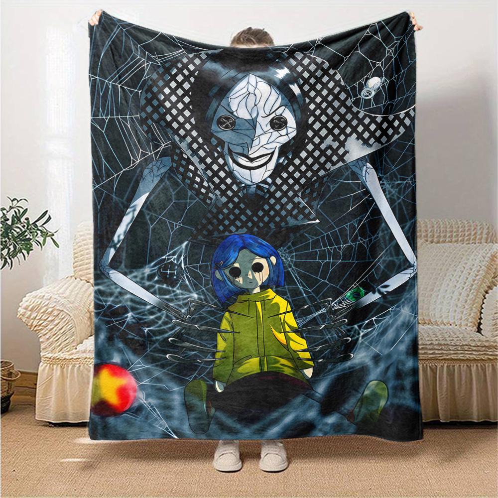 1pc Coraline (2) Blanket, Gift, for Men and Women, Soft Blanket, Good for Sofa Bed Couch Travel, Lightweight Flannel Blanket