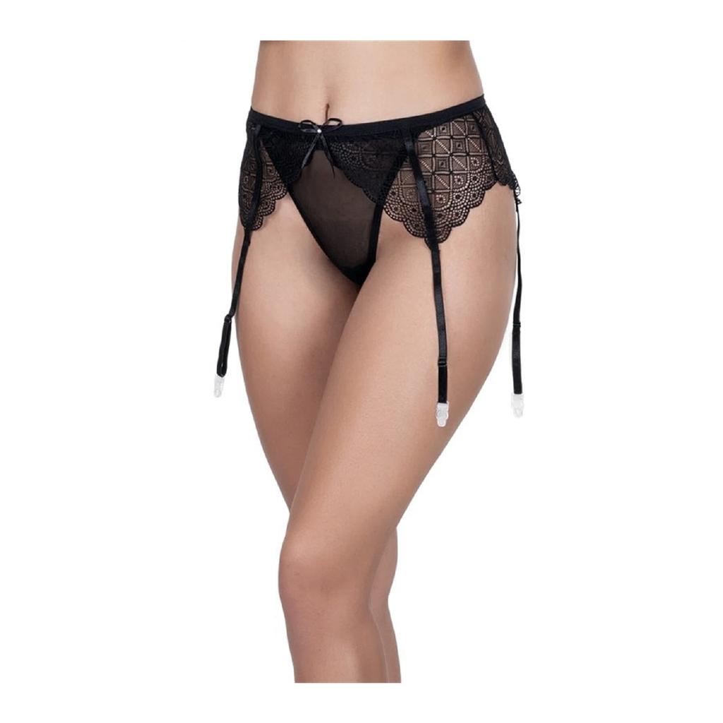 Женский кремовый кружевной цельный пояс с подвязками