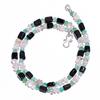 Natural Aventurine Black Onyx Crystal Gemstone Smooth Beads Necklace 17" UB-4432 UB-4432
