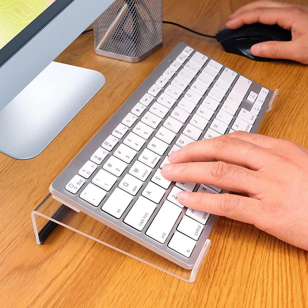 Transparent Acrylic Tilted Keyboard Stand Ergonomic Tilted Design With Non-Slip Base 3mm Height Adjustable Tray