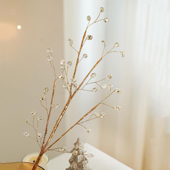 Christmas Artificial Glitter Picks Faux Crystal Berry Stem Ornaments Christmas Tree Glittery Twig Bead Stick Branches for Holiday Wedding Vase Decor
