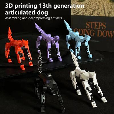 3D-печать подвижный многошарнирный робот-собака, кукла-счастливица, 13 шарниров, игрушка-головоломка для самостоятельной сборки, украшения для украшения, подарок