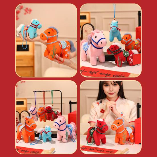 Cute Mini Horse Pendant Keychain Good Luck Horse Ornament Simulation Stuffed Animal Chinese Zodiac Horse Gift