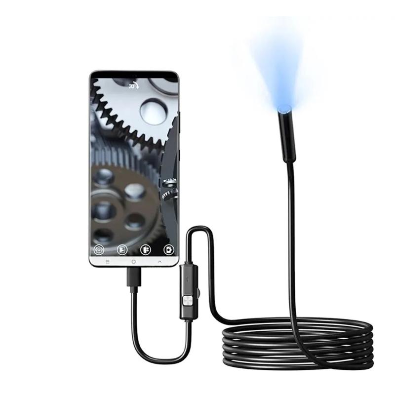 Эндоскоп Type C с 2x USB, 7-мм гибкая камера для смартфонов, планшетов, компьютеров, водонепроницаемый IP67, регулируемая светодиодная подсветка