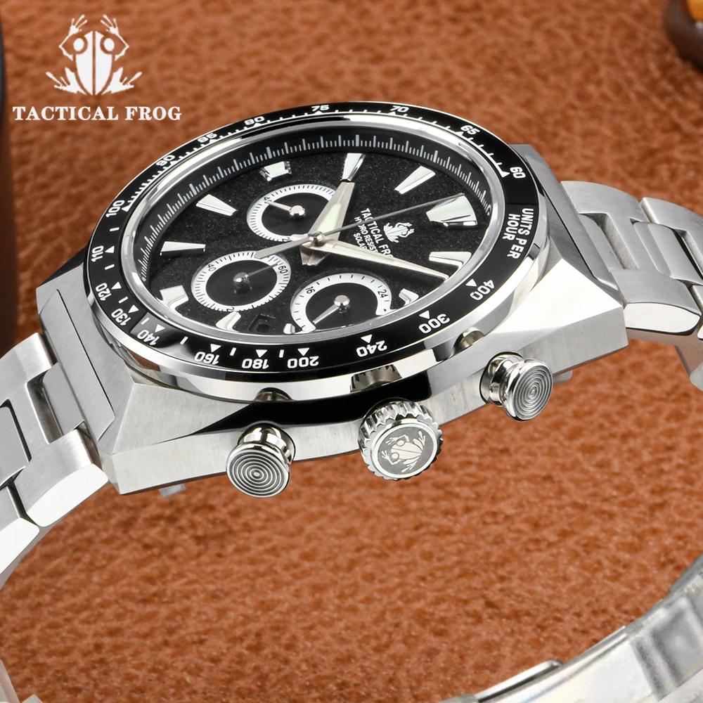 Tactical Frog VS75 Quartz Chronograph Watch 43mm 200M Waterproof Sapphire Glass Ceramic Bezel C3 Super Luminous GS Wristwatch
