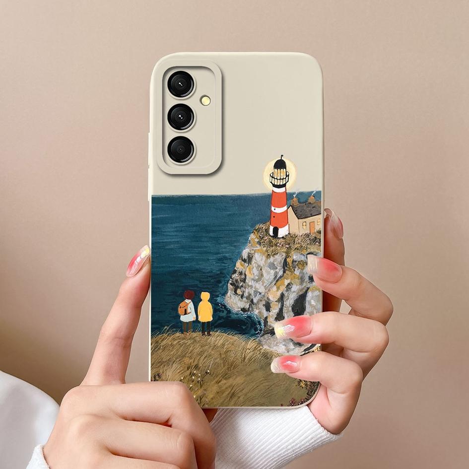 Модный черный белый узорный чехол для Samsung A16 S24 FE M35 C55 M55 A06 чехлы для телефонов высокого качества противоударные жидкие силиконовые чехлы-бамперы для Samsung