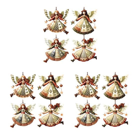 Yousheng Рождественские деревянные ангелы, деревенские ангелы, украшения на рождественскую елку, ретро маленькие ангелы, подвесное украшение для праздничного декора