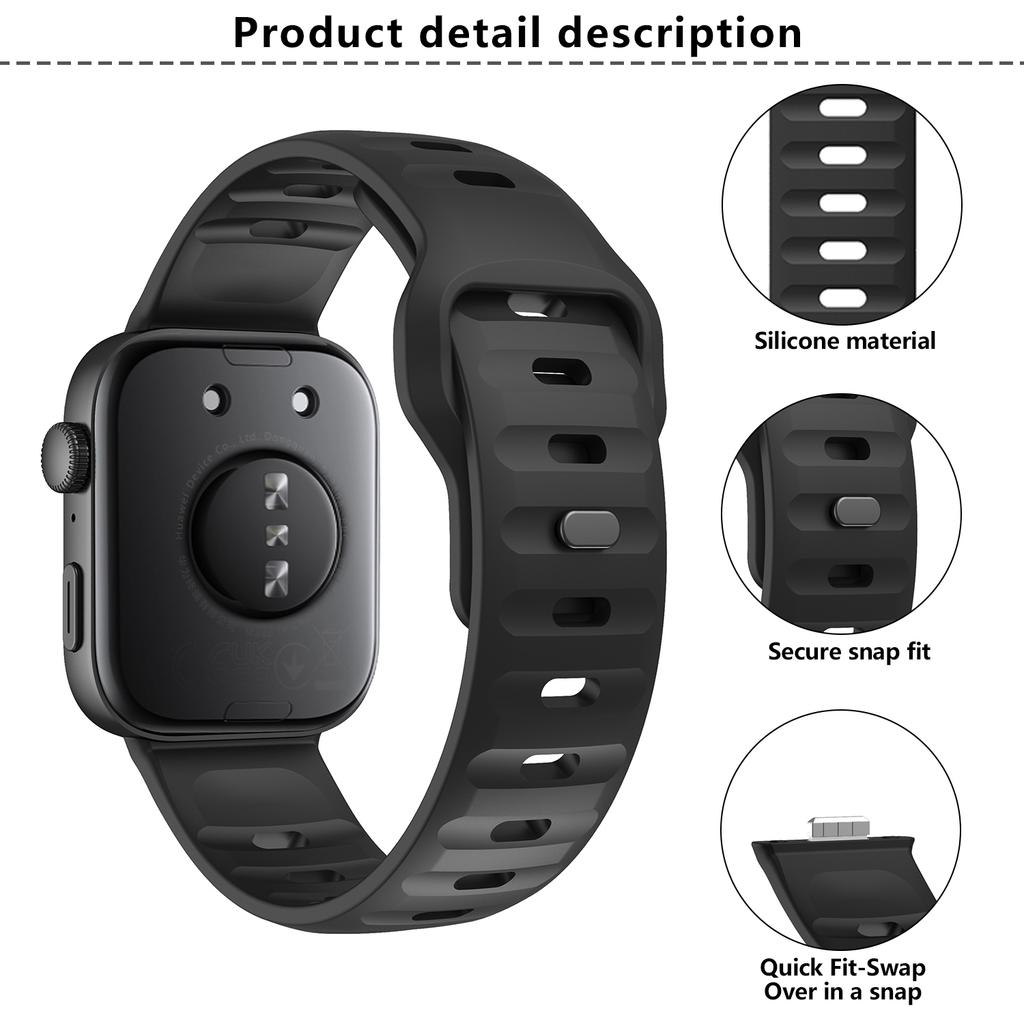 KALEBOL Silicone Watch Band for Huawei Watch Fit 4 Pro/Fit 4/Fit 3 Reverse Buckle Wrist Strap