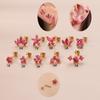 2PCS New Stainless Steel Rose Red Mini Piercing Stud Earrings Tiny Crystal Butterfly Bird Dinosaur Star Flower Ear Studs Jewelry