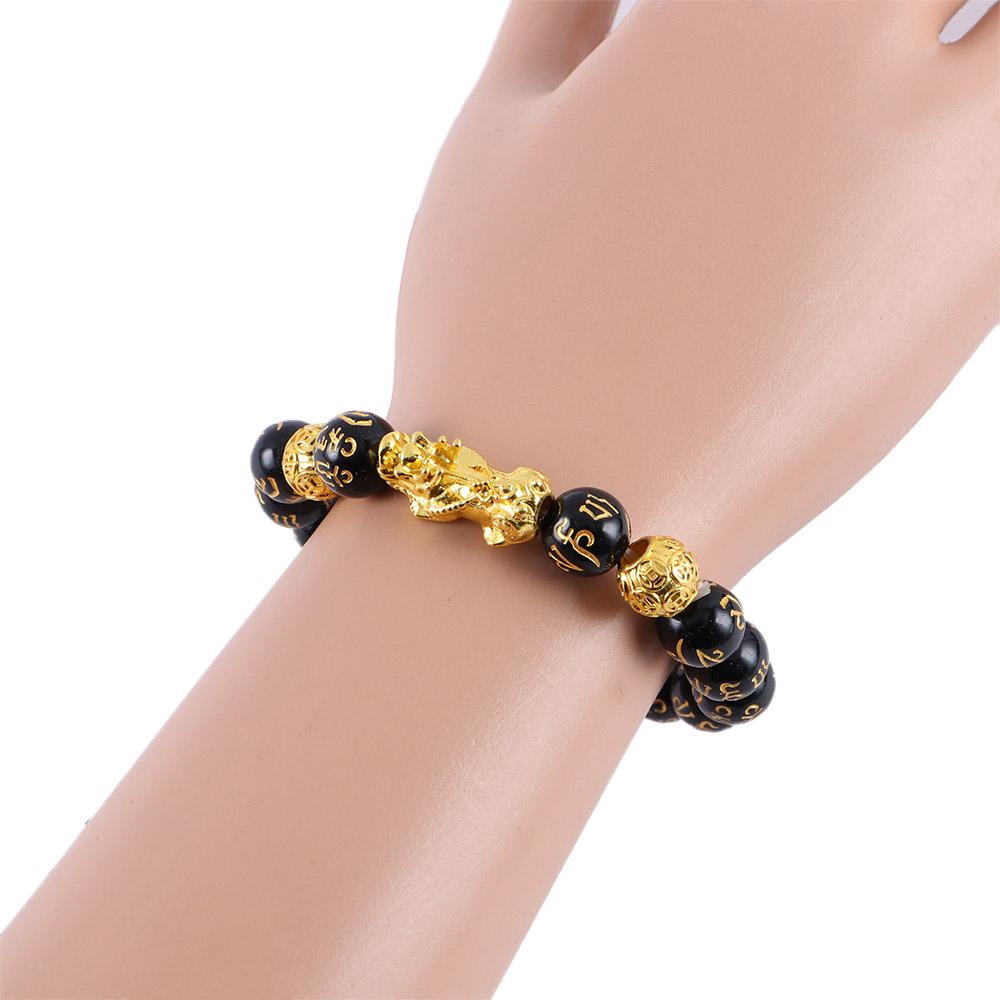 Feng Shui Attract Wealth Men Women Obsidian Stone Beads Bracelets Wristband Good Luck Bangle