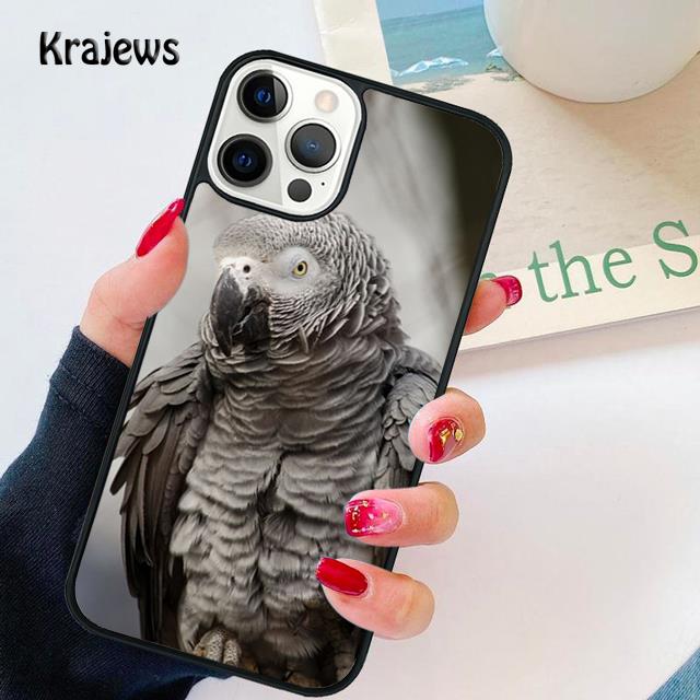 Мягкий чехол-накладка с изображением серого африканского попугая для iPhone 17 Air 16 15 14 plus 12 13 pro max coque Shell Fundas