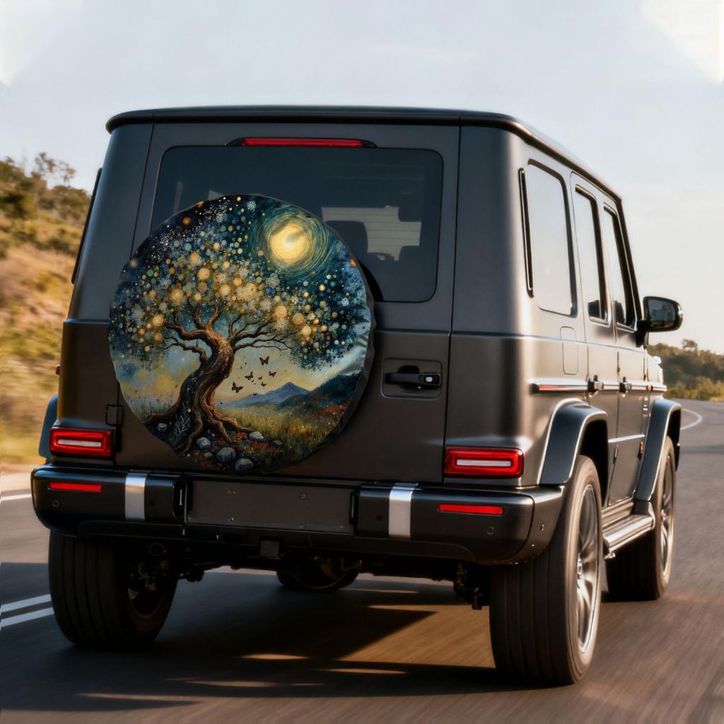 Magic Tree Tire Cover Glow Elements Outdoor RV SUV Protective Accessory Decorative Cap