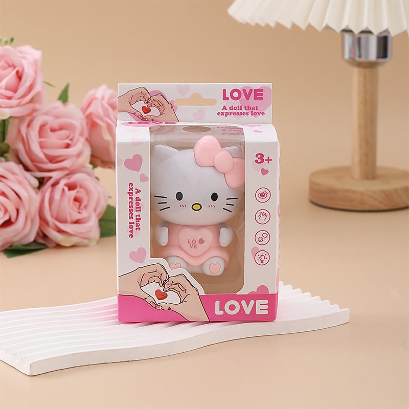Hello Kitty Heart Talking I Love You Led Glowing Toy Kawaii Night Light Sanrio Animation Toys Valentine'S Day