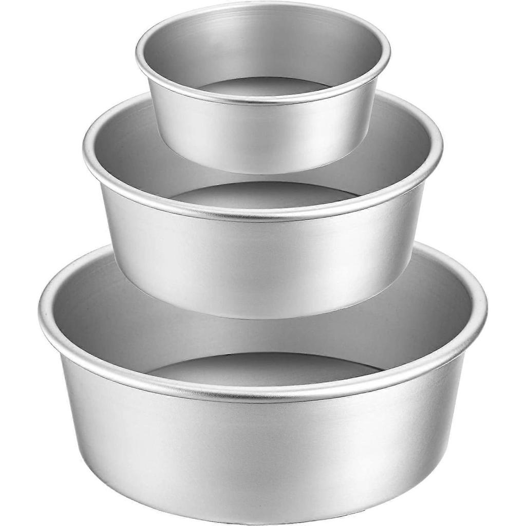 Round Cake Pan Set - 4" 6" 8" Aluminium Cake Pans with Removable Base, Round Cake Baking Pans for Wedding Birthday Party