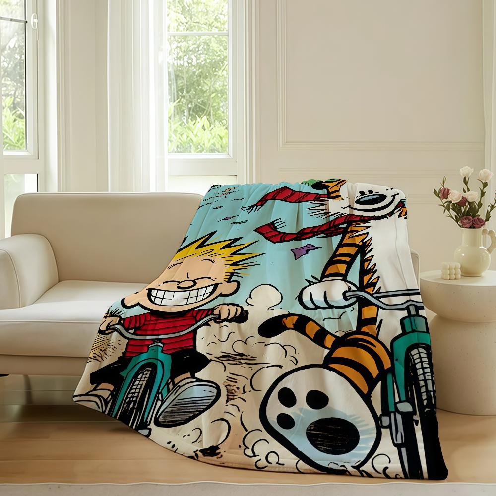 Cartoon cute C-Calvin and H-hobbes Blanket For Sofa Office Bed Plane Travel Sleep Read Relax Camping Soft And Warm